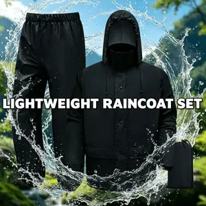 Waterproof raincoat and pants set, suitable for mountaineering, hiking, hunting, outdoor rainproof lightweight windproof waterproof outdoor raincoat, foldable with storage bag, ultra light and breathable hiking weatherproof rainwear set