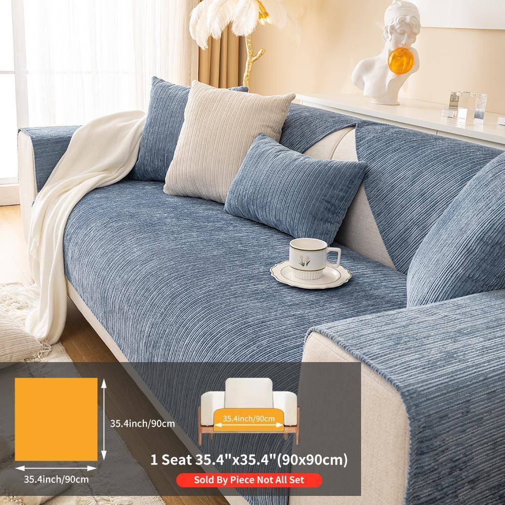 Solid Color Jacquard Chenille Sofa Cover, Jacquard Couch Covers, Non-Slip Sofa Slipcover Protector for Home & Living Room, Fits 1- to 4-Seat Sofas, Sofa Couch Cover