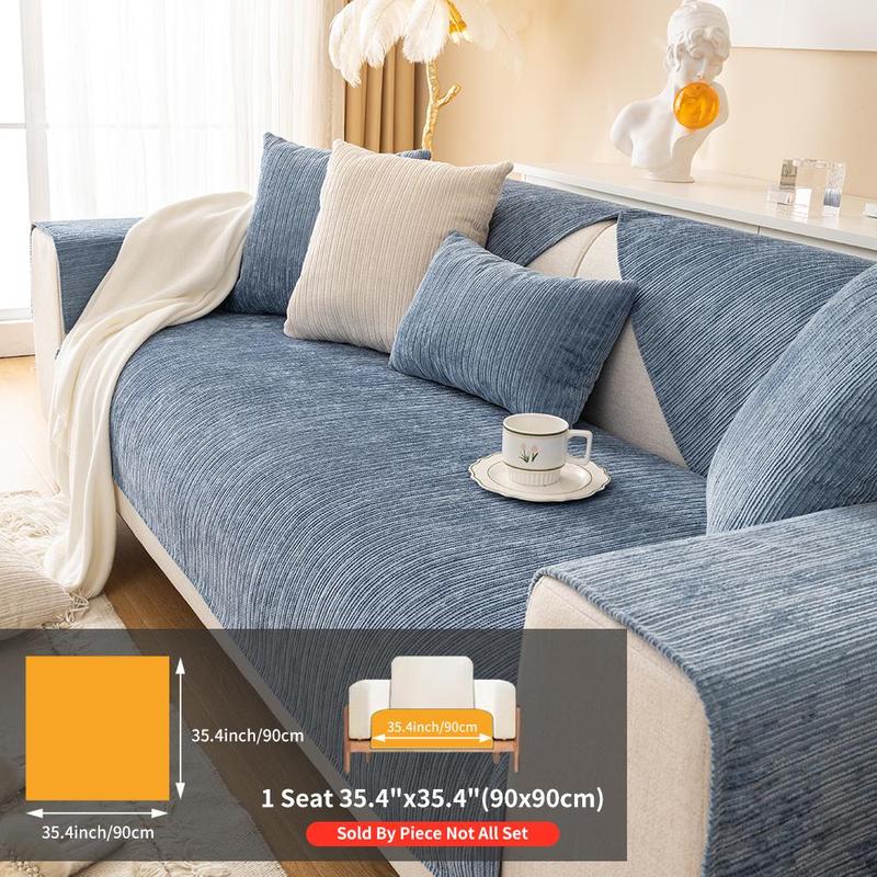 Solid Color Jacquard Chenille Sofa Cover, Jacquard Couch Covers, Non-Slip Sofa Slipcover Protector for Home & Living Room, Fits 1- to 4-Seat Sofas, Sofa Couch Cover