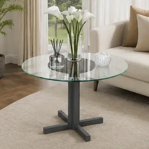 ARCH 24 Inch Round Tempered Glass Table Top Clear 1/4 Inch Thick Polished Edge Glass Desktop for Coffee Table Dining Table Patio Table Office Table Lobby Table, Transparent, Transparent Color Options, Tempered Glass Material, Product Dimensions: