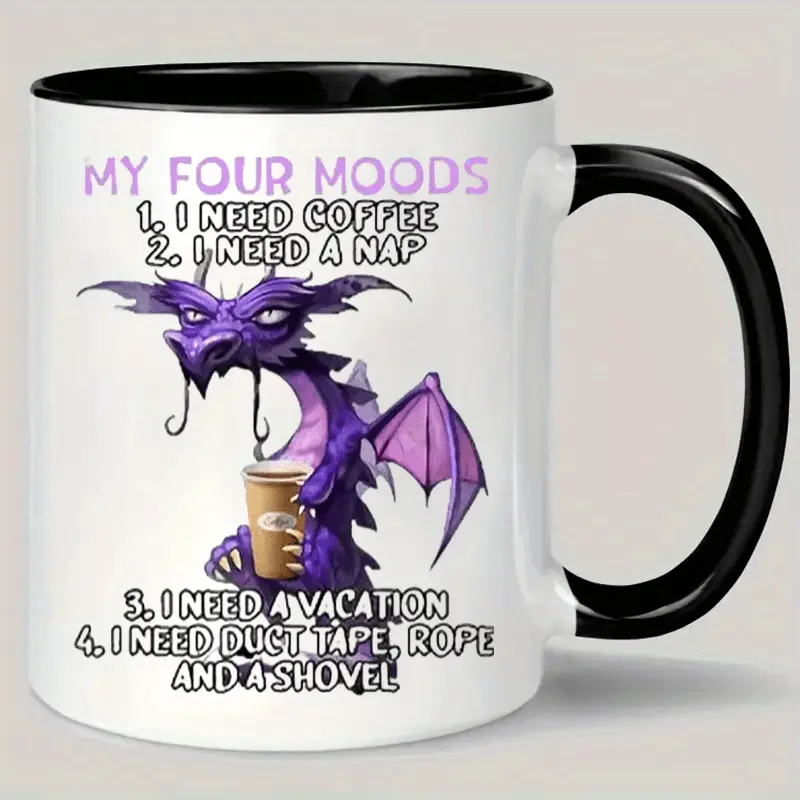 Funny Humorous Purple Pattern Print Coffee Mug, 11 oz Ceramic Family Mug Tea Cup for Milk Hot Chocolate Ideal Birthday/ Graduation Presents for Boy, Girl, Son, Daughter, Brother, Sister, Friend