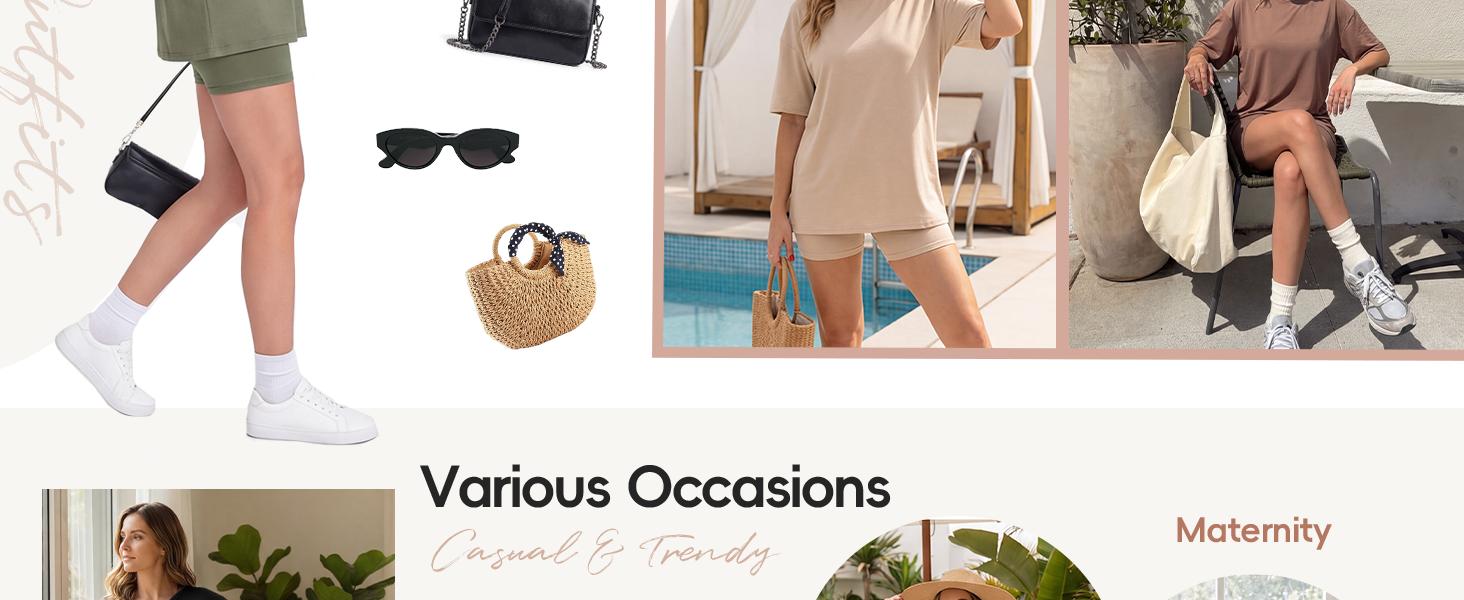 2 Piece Sets for Women Summer - Oversized T-Shirt and Biker Shorts Lounge Sets Matching Outfit for Travel Casual