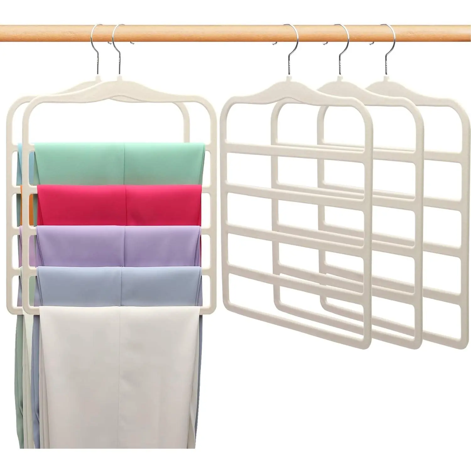 Closet Organizers and,5 Pack Velvet Pants-Hangers--Saving,Non Silp 5 Tier Organization-and-Clothes-Hanger for College-Dorm-Room-,Closet-Organizer for Jeans Scarf Hanger