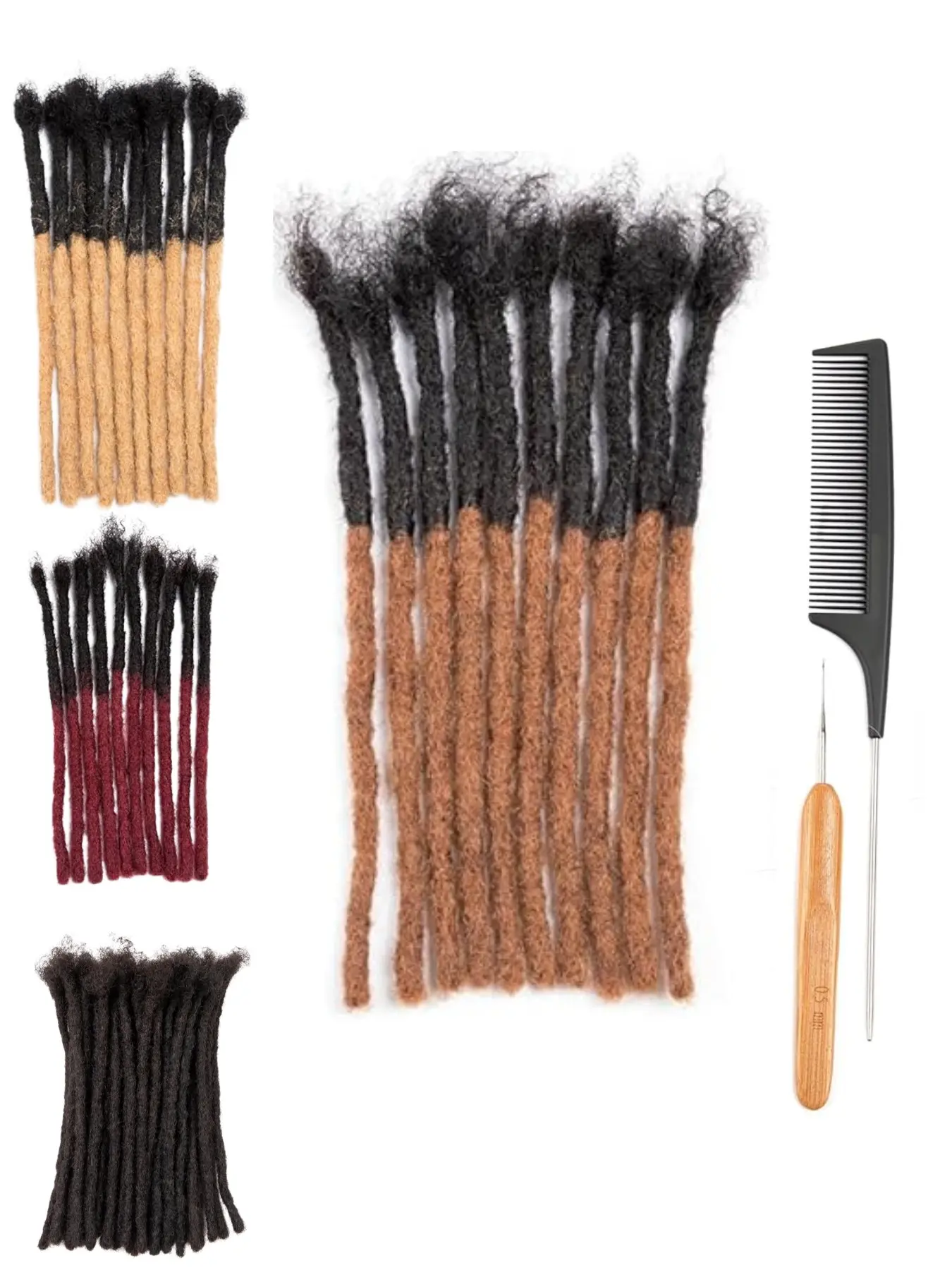100% Real Human Hair Loc Extensions Ombre Dreadlocks 1B/30 Mixed Color Handmade Dreads 6-16 Inch Soft Natural Dreadlock Hair Extensions for Women Men Boho Style DIY Braiding Protective Hairstyles Temporary Locs Hair Accessories Pack