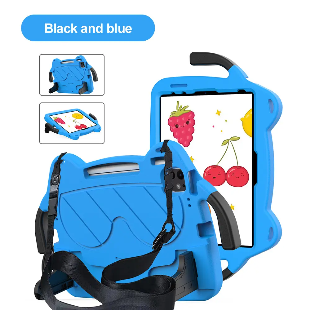 Child-friendly protective case for Samsung Galaxy Tab A8 10.5inch x200/x205(2021)&A7 T500/T505/T509M&S5E T720(2019)&S6 10.5 T860/T865(2019). Lightweight EVA+PC child-friendly shockproof stand case with handle and shoulder strap.