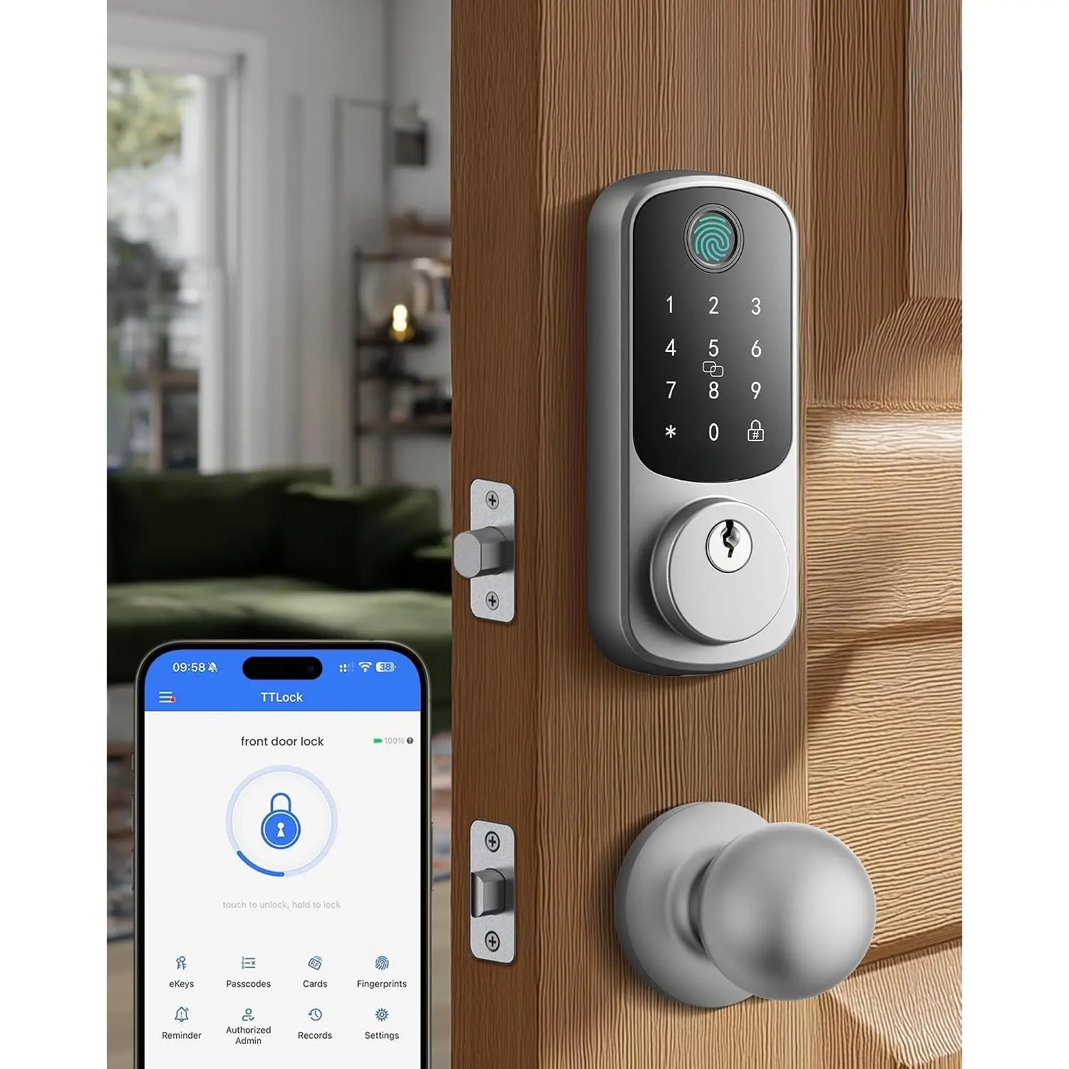 B200 Fingerprint  Lock with 2 Knobs,  Safe Design