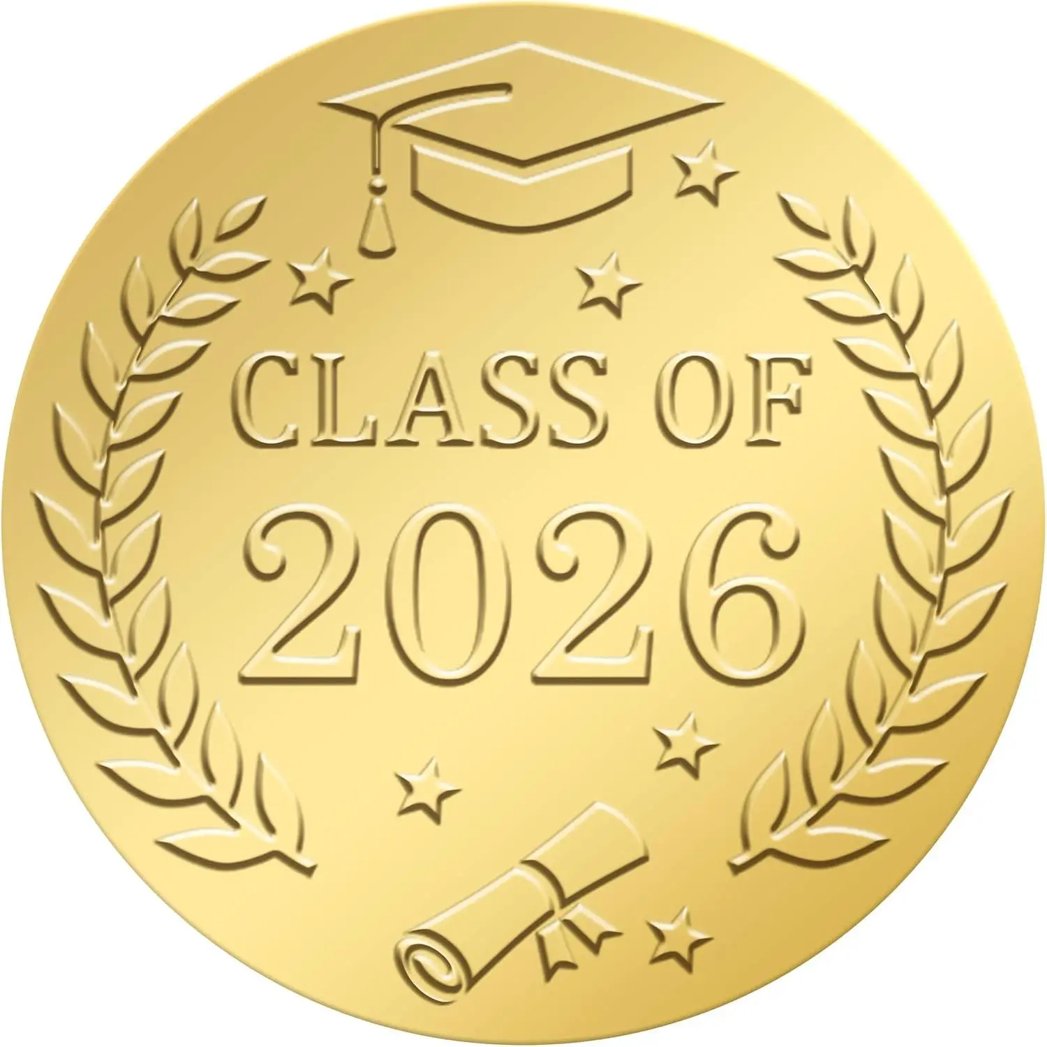 120 count Embossed Graduation Stickers, 1.6 Inch  Foil Round Self Adhesive Class of 2026 Stickers Label for Cards Envelope Seals  Bags