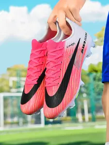 New Professional Soccer Shoes, Soccer Cleats, Long Studs, Comfortable PU Leather, Breathable, Stable, Anti-Twist, 4 Colors, Sizes 35-45, for Training and Matches