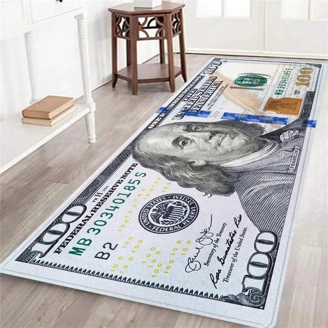 Vintage Benjamin Franklin Print Runner Rug Non Slip Soft Floor Mat Decorative Carpet for Living Room Entryway Home Decor