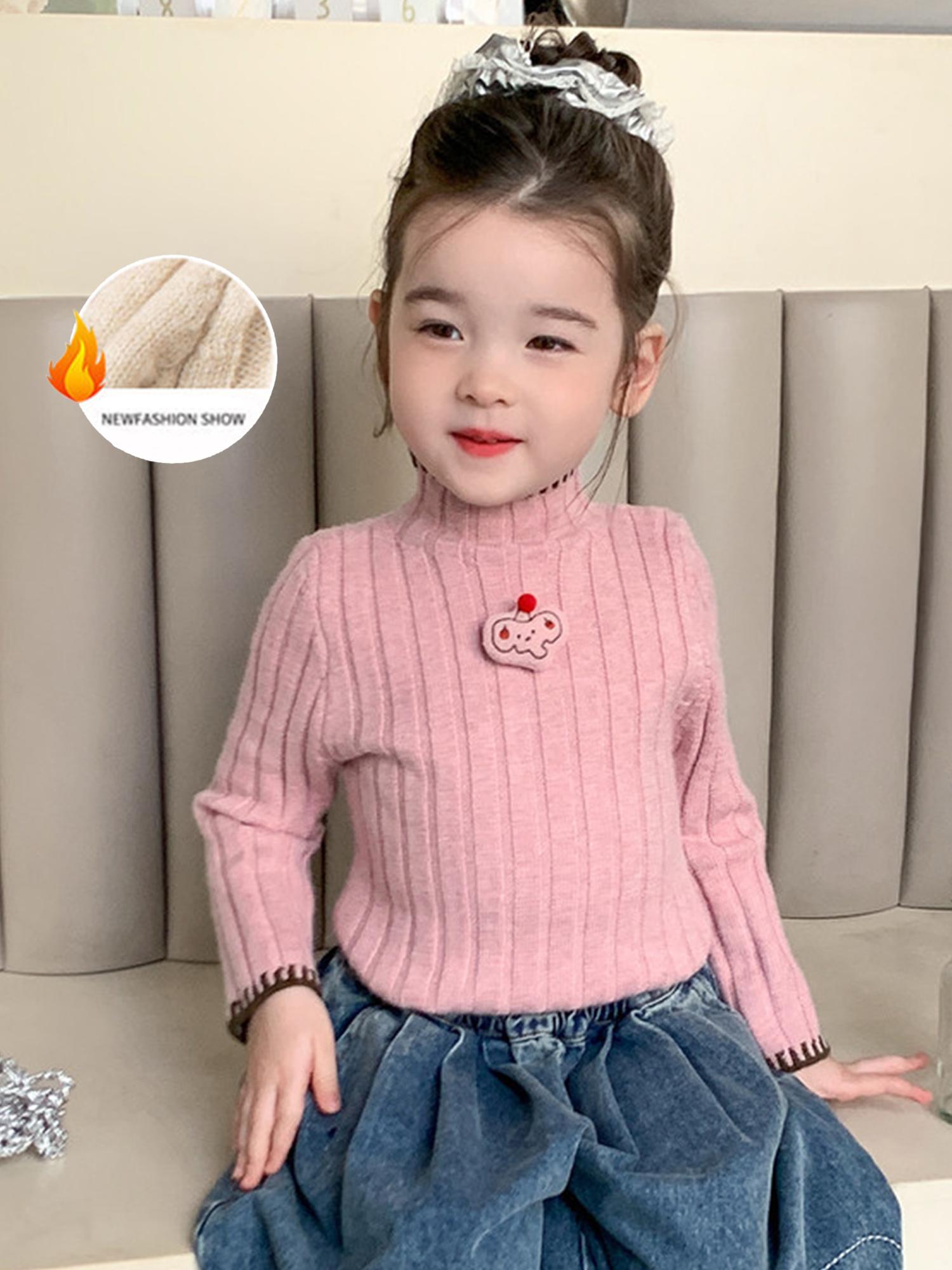 Girls' Thickened Turtleneck Sweater - Slim Fit Winter Warm Base Layer, Cute Solid Color Sweaters for Uniforms & Layering, Hand Washable Cold Weather Sweating Less for (for easy Outfits)