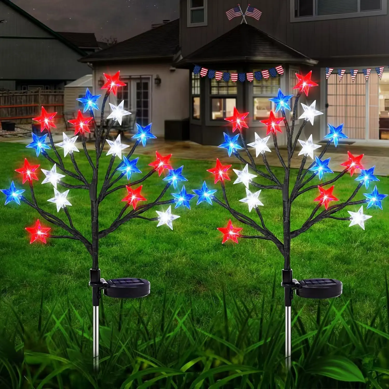 Solar-powered garden decorative light 27in IP65 waterproof, branch-shaped lawn ground light, outdoor decorative garden light suitable for lawn, backyard, and courtyard decoration
