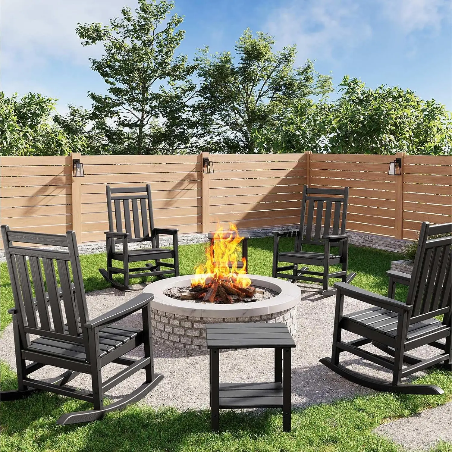 Garvee HDPE Outdoor Rocking Chair – All-Weather Adirondack Rocker for Porch, Patio & Garden