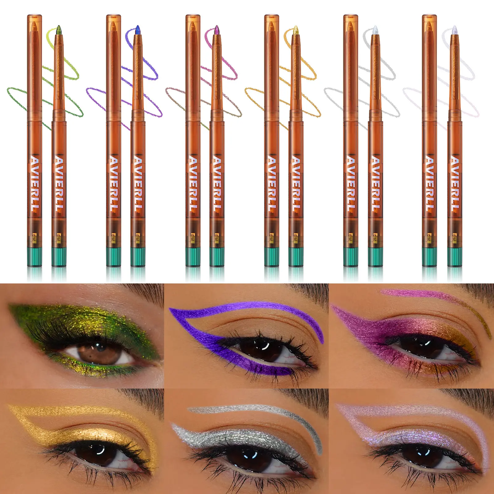 Metallic Glitter Shiny Eyeliner Pencil, Long-Lasting Waterproof Smudge-Proof Eye Makeup Eyeliner Stick