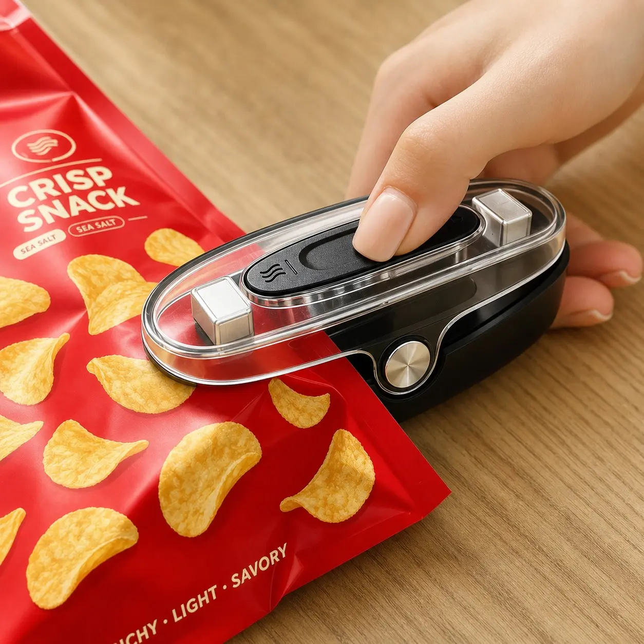 USB Rechargeable 2-In-1 Mini Bag Sealer And Cutter, Portable Handheld Heat Sealing Machine for Plastic Snack Bags, Keep Chips/Cookies/Nuts Fresh, Handheld Plastic Bag Closer, Compact Food Storage Tool for Kitchen