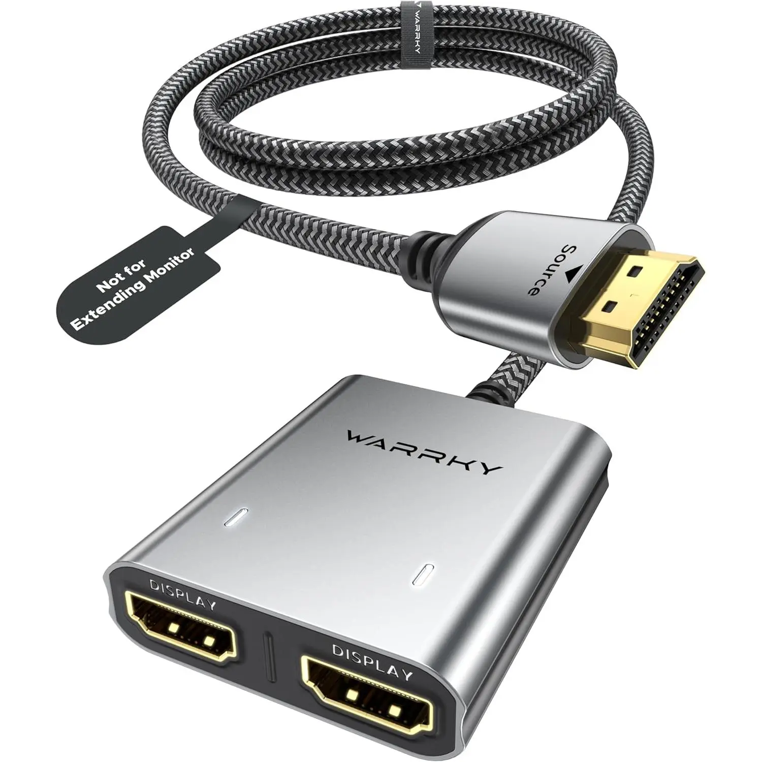 HDMI Splitter 4K, Display Mirror Same Screen Only (Not Extend Screen), HDMI Splitter 1 in 2 Out [USB-C Powered, Metal Shell, 3.3 Ft Braided Cable], 1x2 for Dual Monitors, Grey-4K UHD