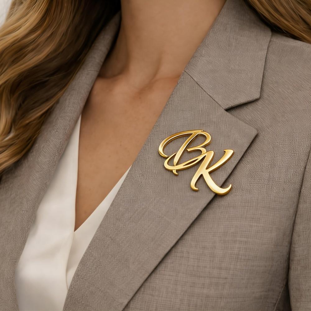[Cusmized] Cusm Cusm Name Brooch, Lapel Pin, Cusm 304 Stainless Steel Name Brooch, Upper And Lower Letter Badge Pin Brooch, Handwritten Lapel Pin, Easy, Birthday, Brooch, Logo Brooch