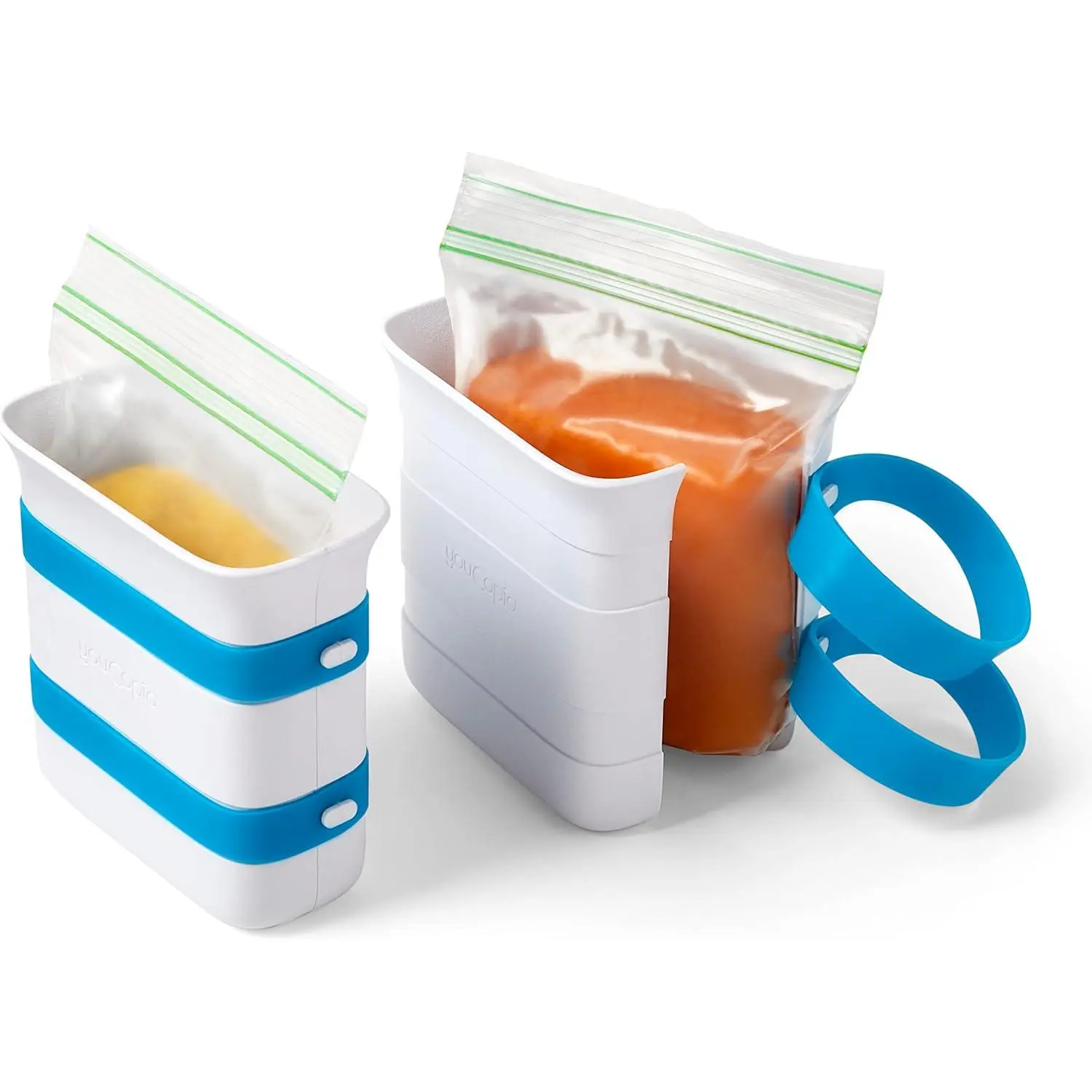 FreezeUp Freezer Food Block Maker, 2 Cup, 2-Pack, Meal Prep Bag Container to Freeze Leftovers and Soup