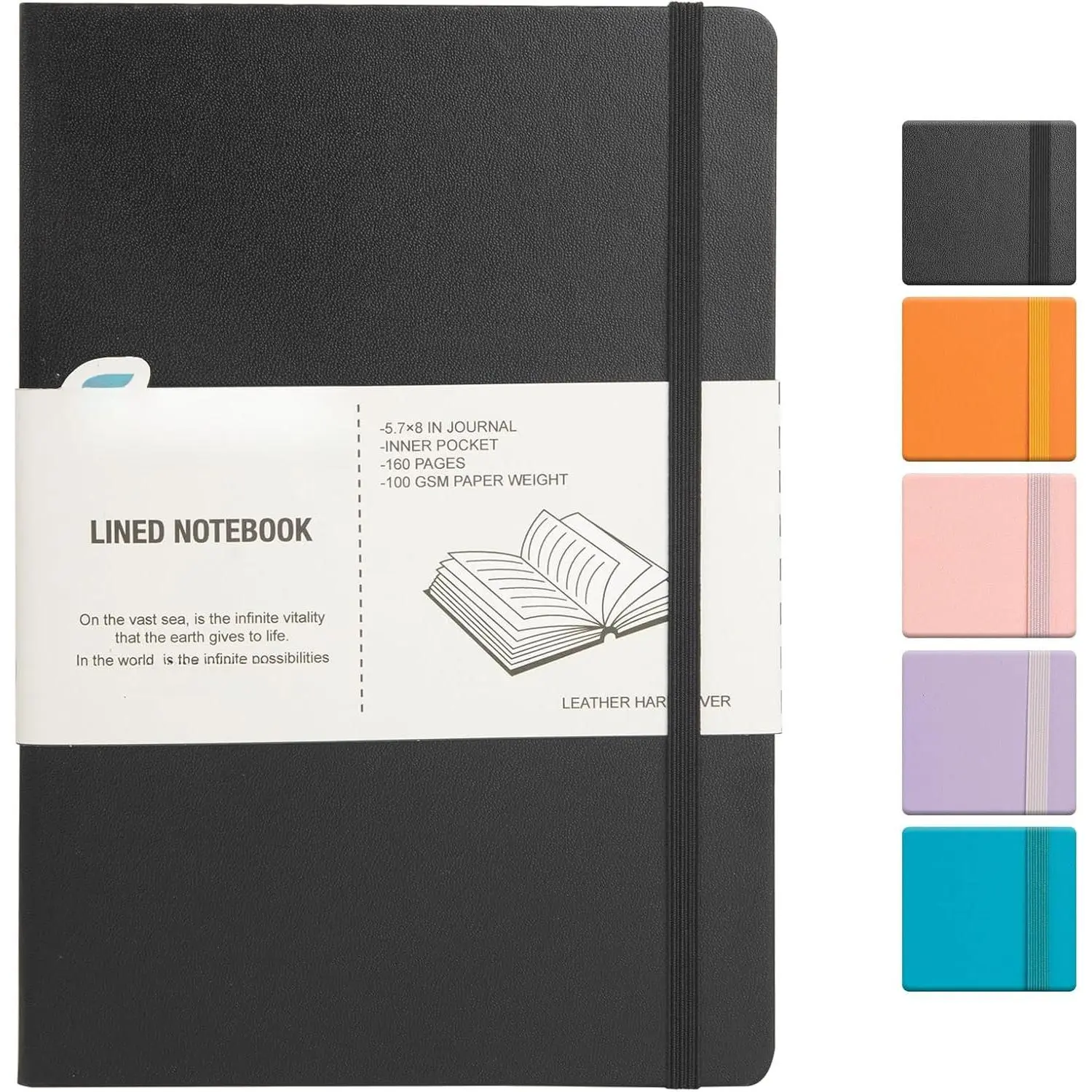 Lined Journal Notebook for Work with 160 Pages, 5.6" x 8" Hardcover Notebooks Journals Medium Size for Writing Women Men