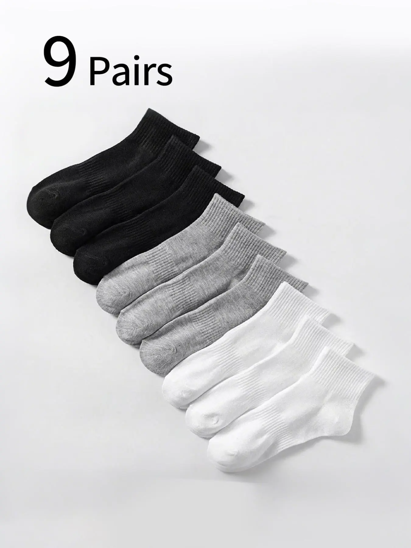 9 Pairs Unisex Mid-Calf Socks, Comfortable Soft, Casual Daily Wear, Teen School Sports Socks, All-Season
