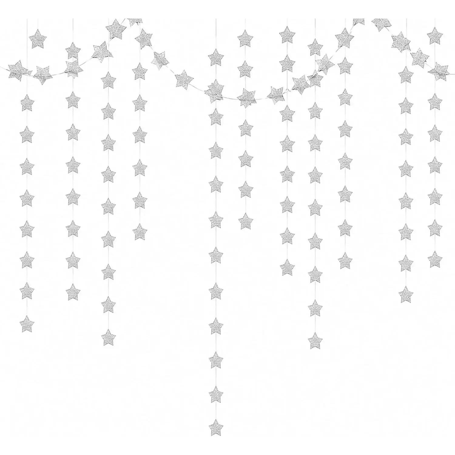Glitter  Garland Streamers, 6 Packs   Banner Decorations for Wedding Birthday Party, Sparkling Paper Stars Twinkle Bunting for Christmas  Year   Wall Decor ()