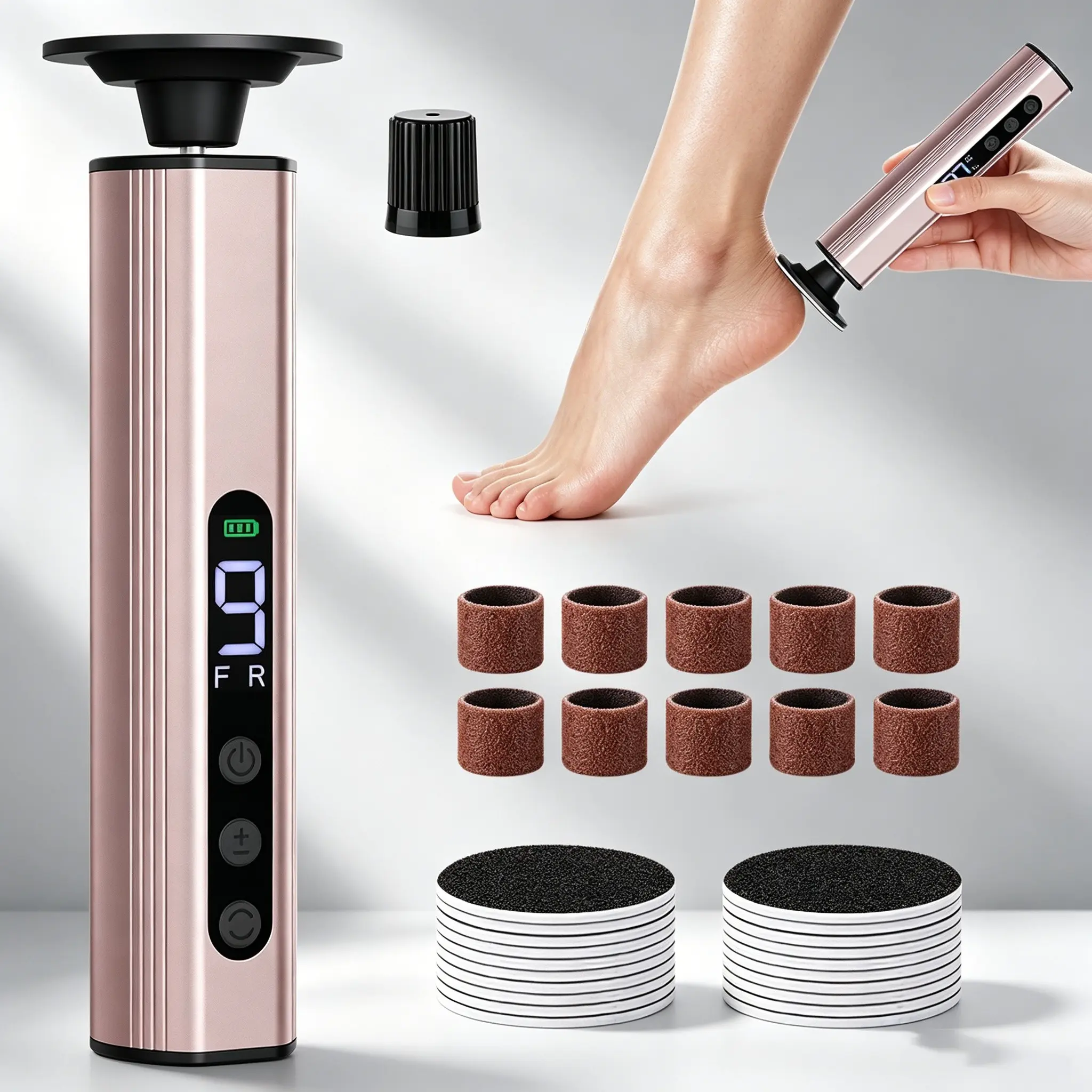 Electric Foot Callus Remover Adjustable Foot File, Aluminum Alloy Heel Dead Skin Remover, Exfoliating Pedicure Tool, Foot Scrubber