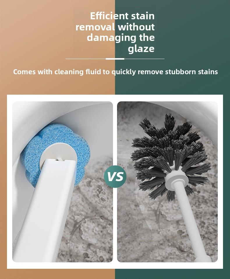 Large-capacity Disposable Toilet Brush Household Toilet Brush Set for Bathroom, Long Handle, Dead-Corner-Free Soft Bristles