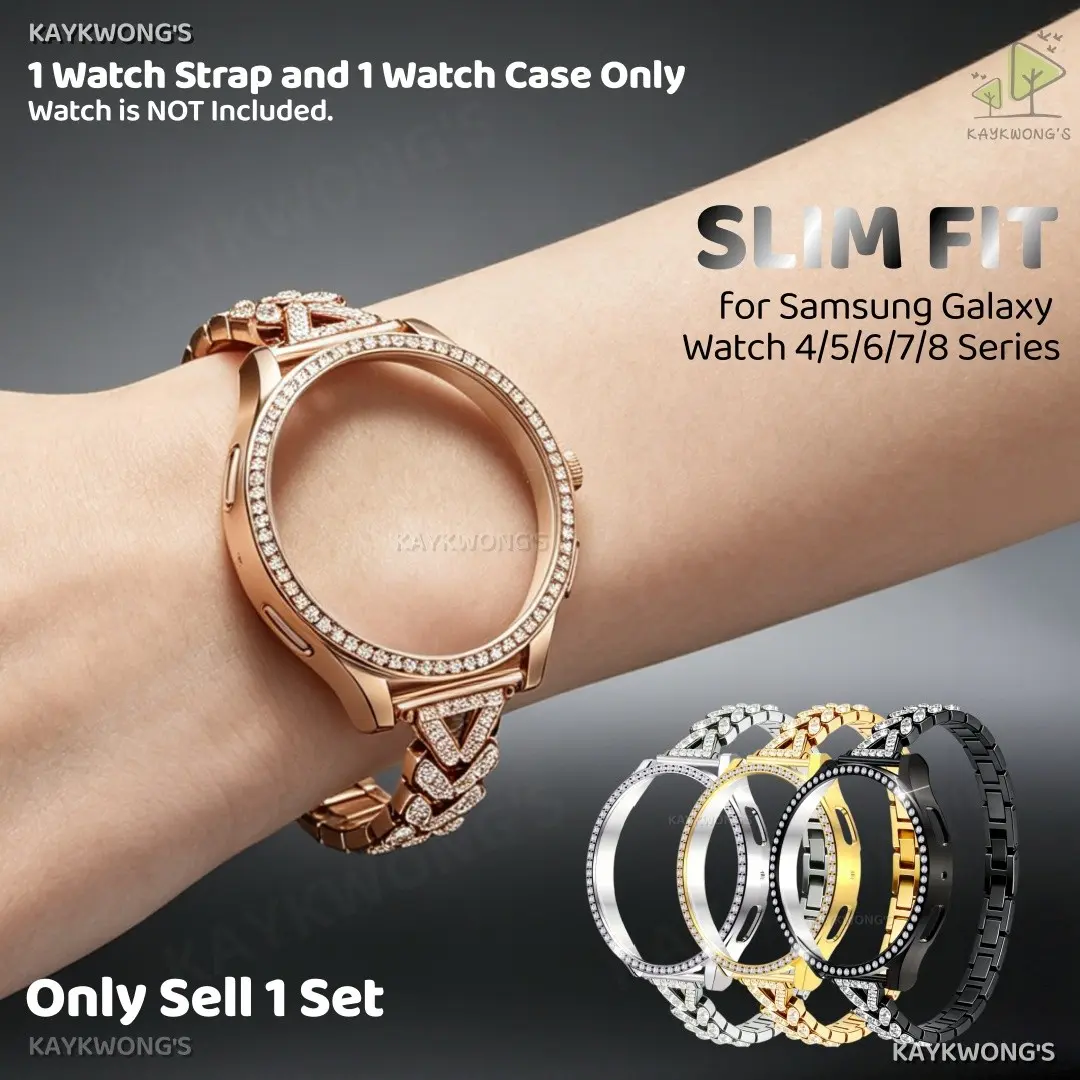KAYKWONG'S Luxury Bling Imitated Diamond Watch Band & Case for Samsung Galaxy Watch 4/5/6/7/8, 40mm/44mm, Sparkly Rhinestone Bracelet Strap, Elegant Jewelry Wristband for Women Party Wedding Daily Outfit