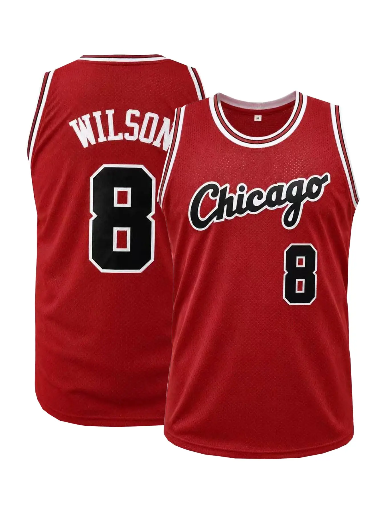 CHICAGO #8 Embroidered Basketball Red Jersey,Loose Fit Breathable Stitched Number Letter Sport T-Shirt for Men Women, Casual Streetwear All-Season Athletic Top