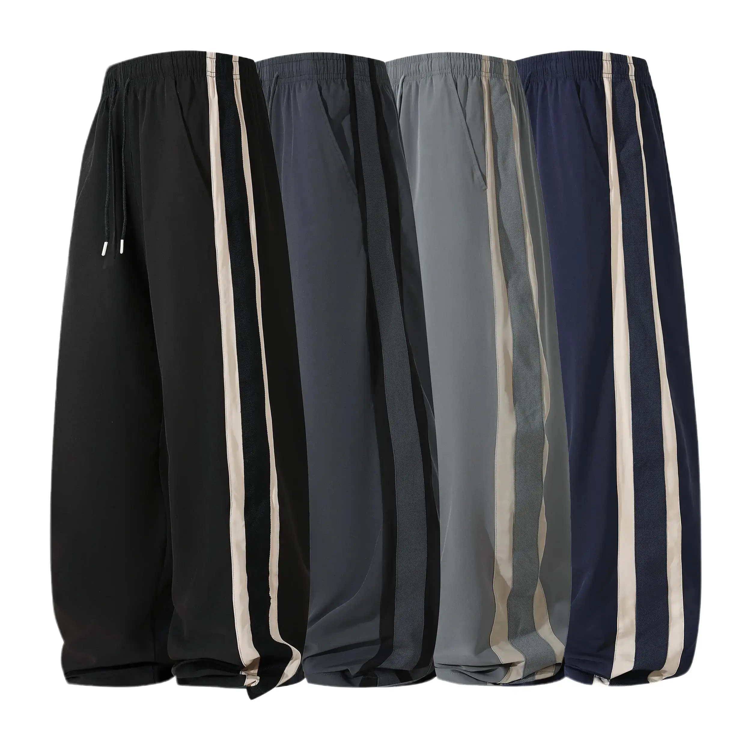Men's 2/3 Pack Side Stripe Track Pants, Retro Slim Fit Stretch Active Joggers for Casual Gym and Athleisure Wear, Active Jogger, Running
