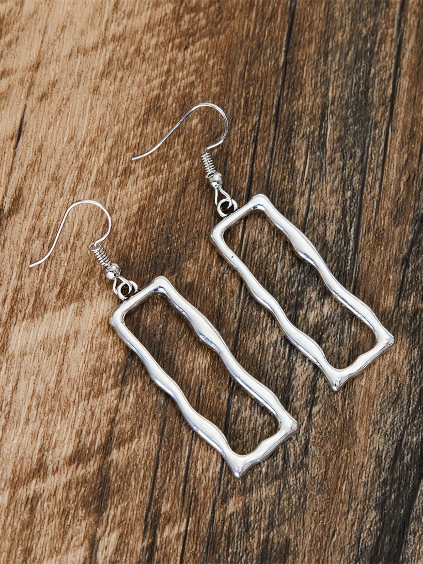 Vintage Hollow Out Irregular Geometric Design Earrings (1 Pair), Fashionable Jewelry for Women, Casual Jewelry for Party, Daily Clothing Decor, Boho Vibe