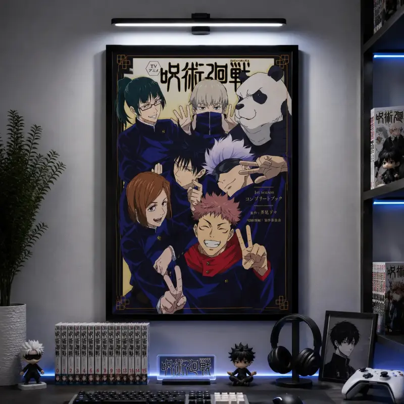 Jujutsu Kaisen Anime Wall Art Canvas Print Poster Gojo Satoru Itadori Yuji Megumi Fushiguro Nobara Kugisaki Panda Team Dark Blue Aesthetic Manga Home Decor Bedroom Gaming Room Gift Modern Japanese Style
