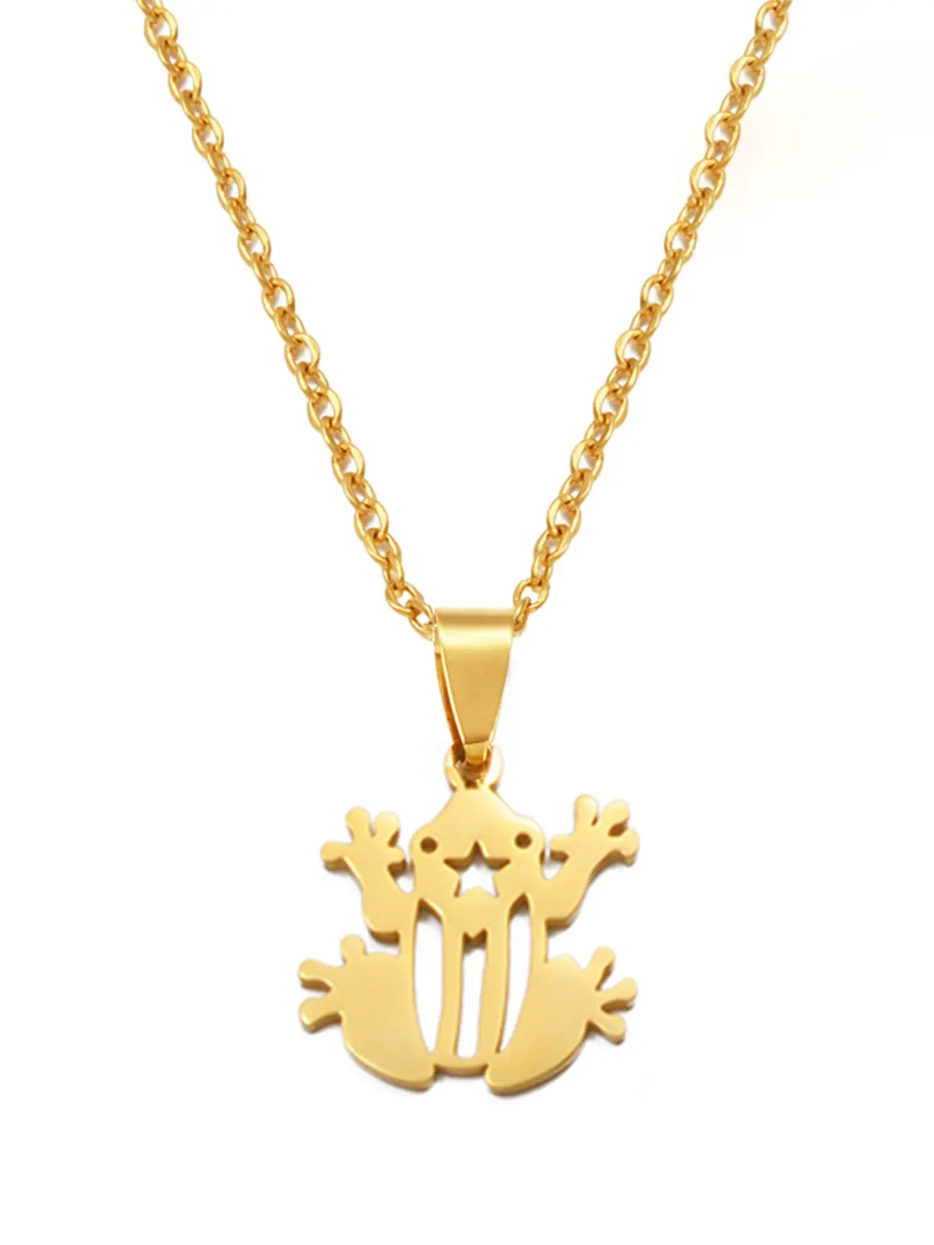 1pc PR Puerto Rico Frog Necklaces for Women Girls Stainless Steel Hawaii Guam Guadeloupe Mayotte Hibiscus Flowers Jewelry Modern Versatile Accessories Fashion Pendant Necklace