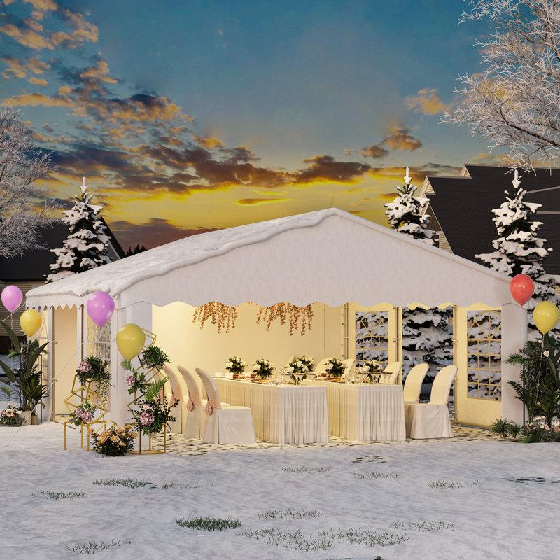 Heavy Duty White Gazebo Party Tent, Removable Sidewall Windows & Storage Bags, Sturdy Outdoor Tent for Events, Weddings & BBQs
