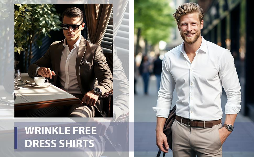 [Seamless & High-Stretch] Cross-Border Bestseller: Men's Solid-Color 4-Way Stretch Shirt - Non-Iron, Wrinkle-Resistant, European Sizing (Business Casual)