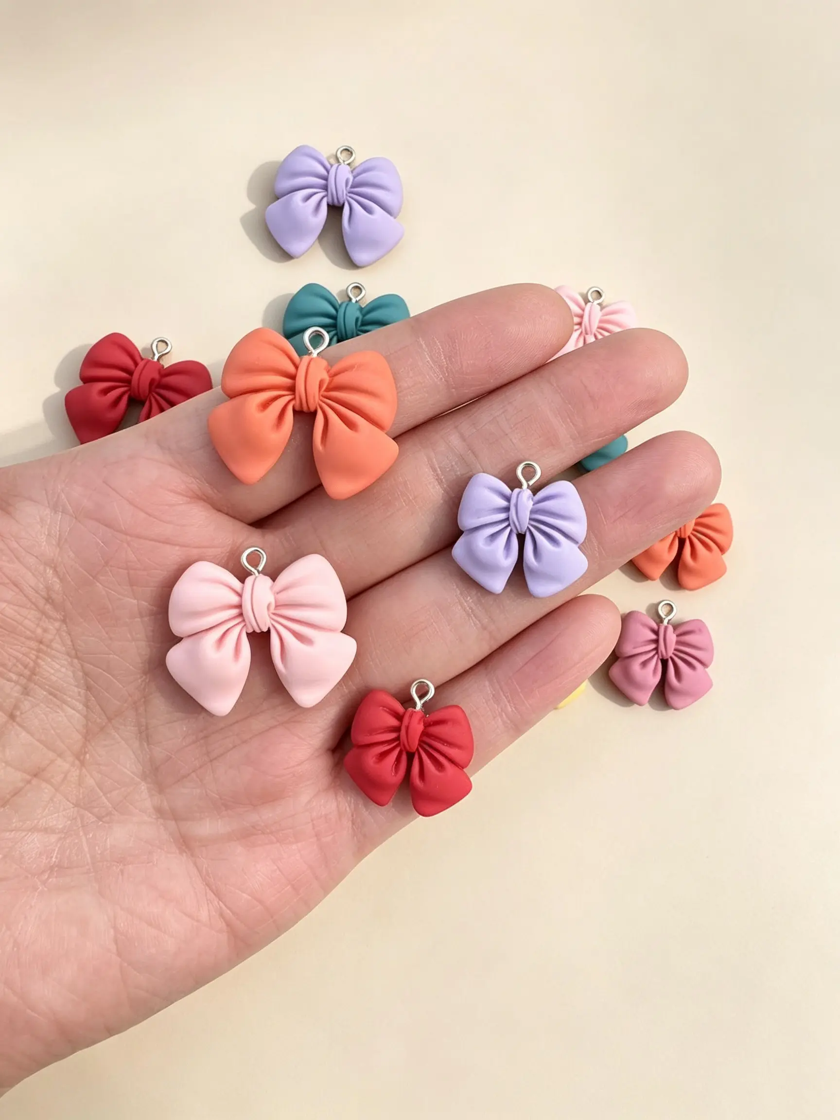 20pcs Cute Matte Bow Charms, Colorful Resin Pendants for Jewelry Making, DIY Earrings Bracelets Accessories, Perfect for Crafting