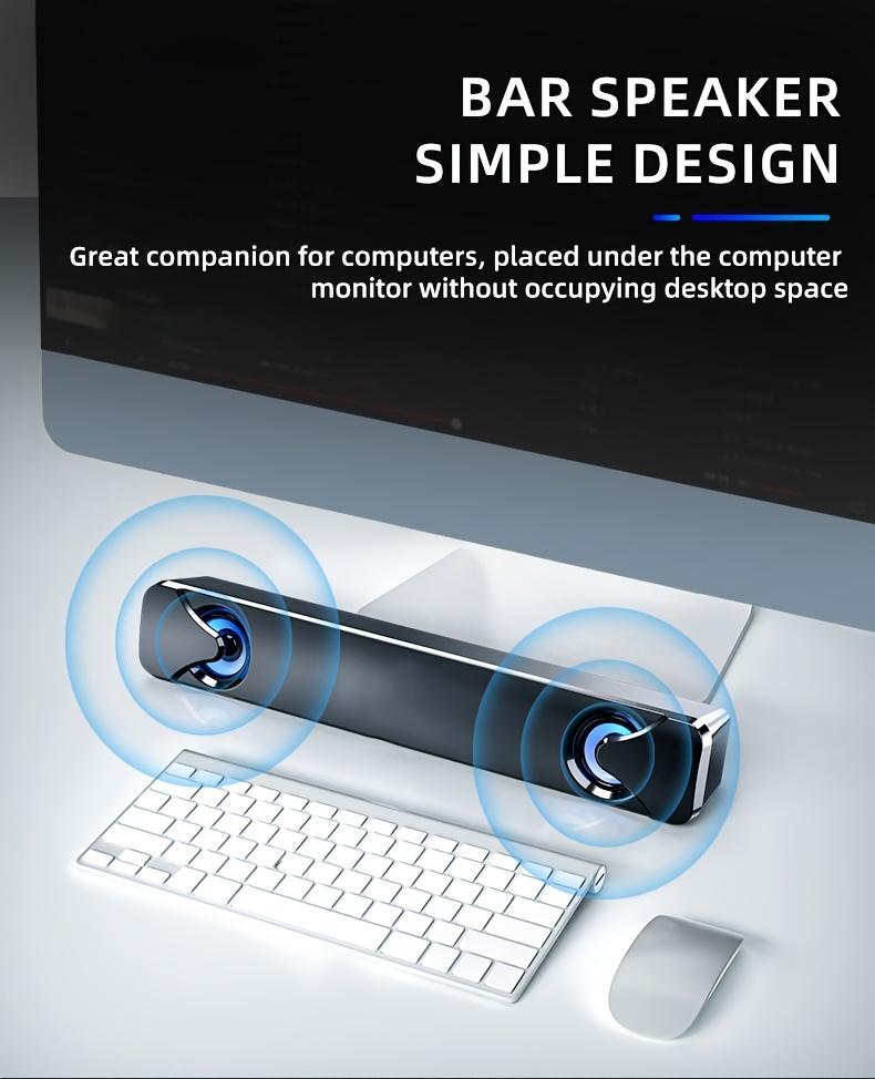 Computer Speakers, Soundbar, Desktop Computer Speakers, Laptop Speakers, Desktop Speakers, Wired Connection, with LED Ambient Light, USB Interface Power Supply, Suitable for Devices with 3.5Mm Audio Interface Connection, Such As: Computers, Tablets