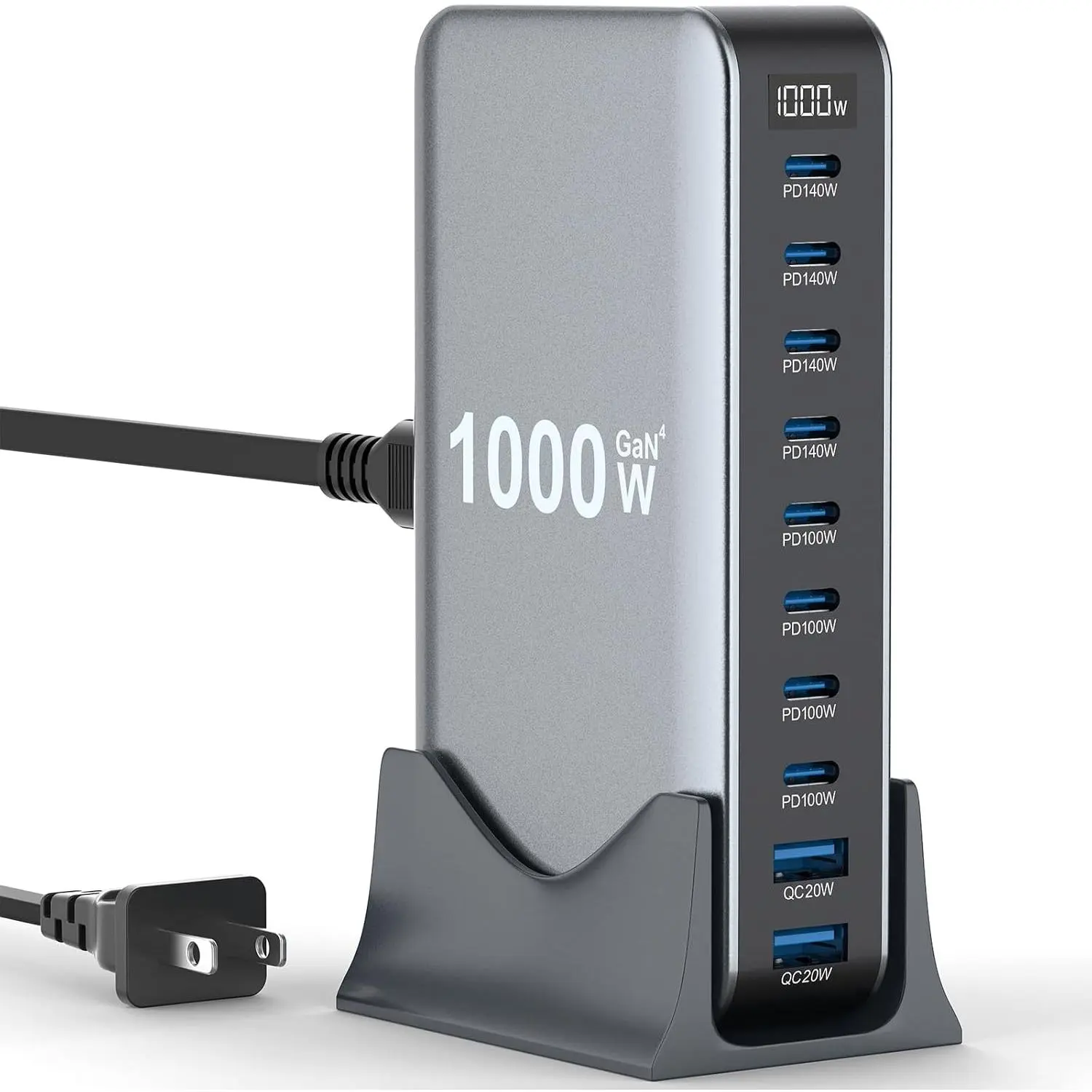 1000W USB C  Charger Block, 10 Port USB  Station, GaN IV Pro 140W PD PPS Port for Multiple Devices,Laptop Wall Charger Compatible with , , MacBook Pro,iPhone17/16 pro,Galaxy S24.