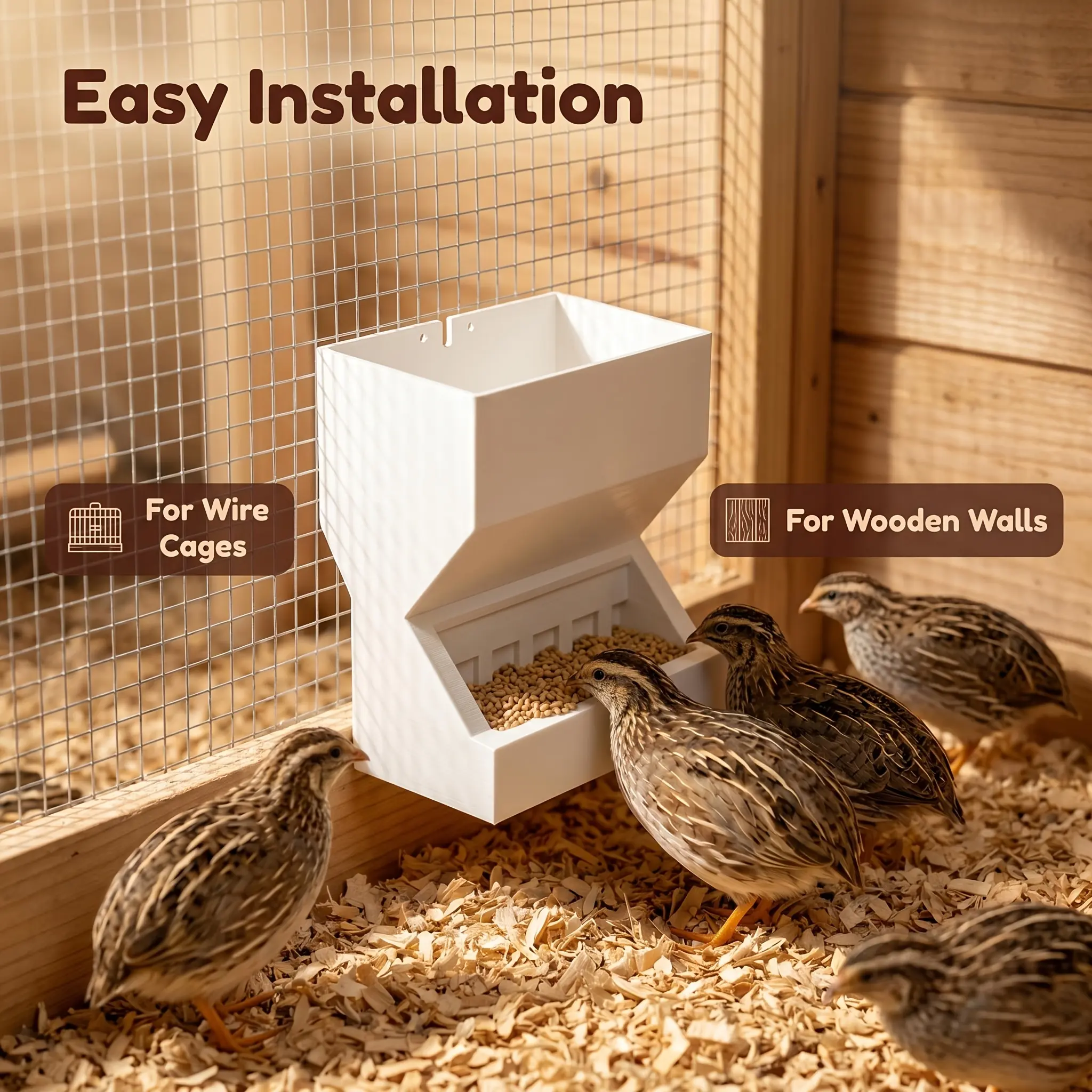 Adult Quail/Chick Hanging Feeder, Anti-Spill, Anti-Scratch Quail Automatic Feeding Trough, Can Store Quantitative Food, Ideal Feeding Tool