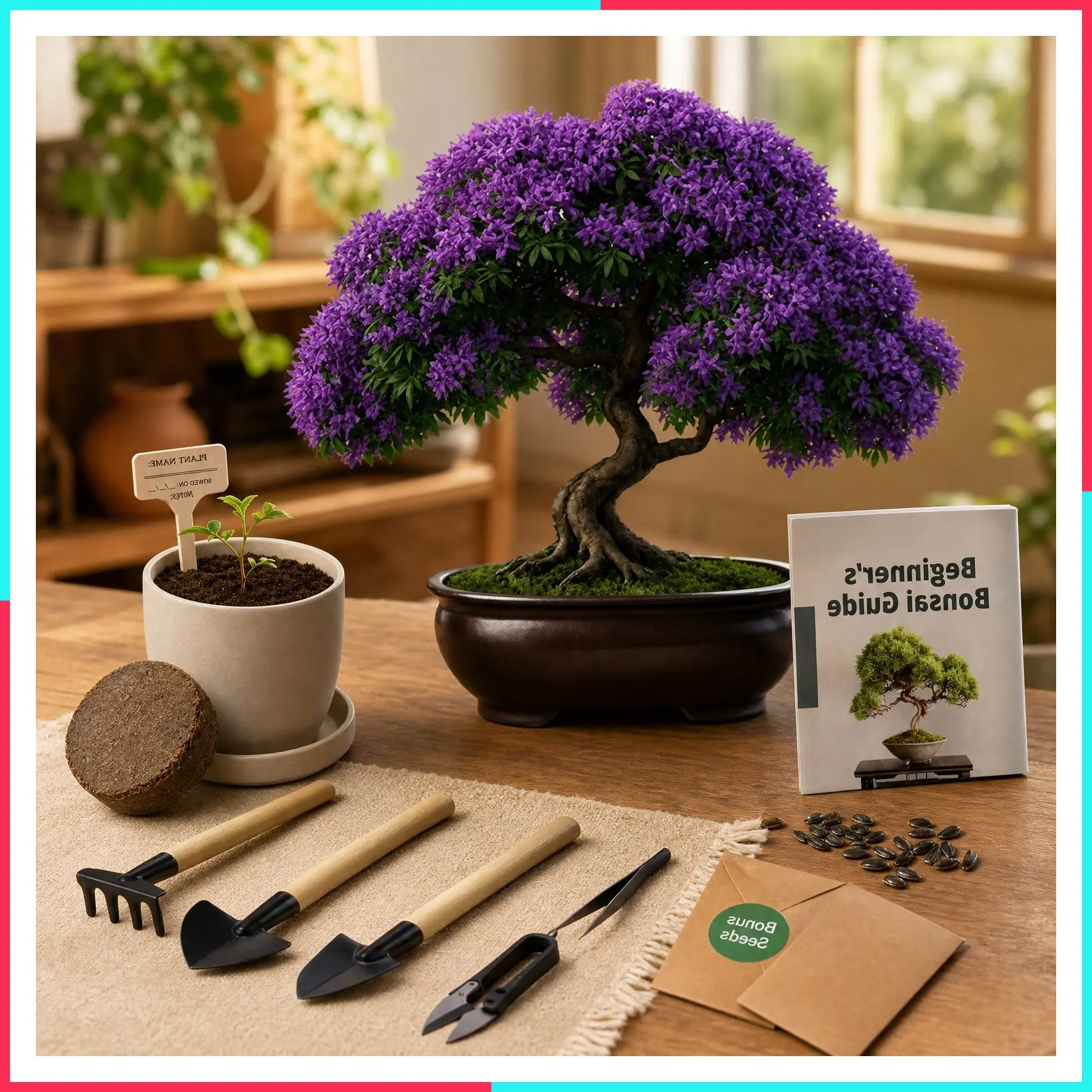 Bonsai Starter Kit – Grow Jacaranda Bonsai Tree | Complete Indoor Gardening Kit with Tools & Planter – Gardening Gifts for Mom, Women & Men