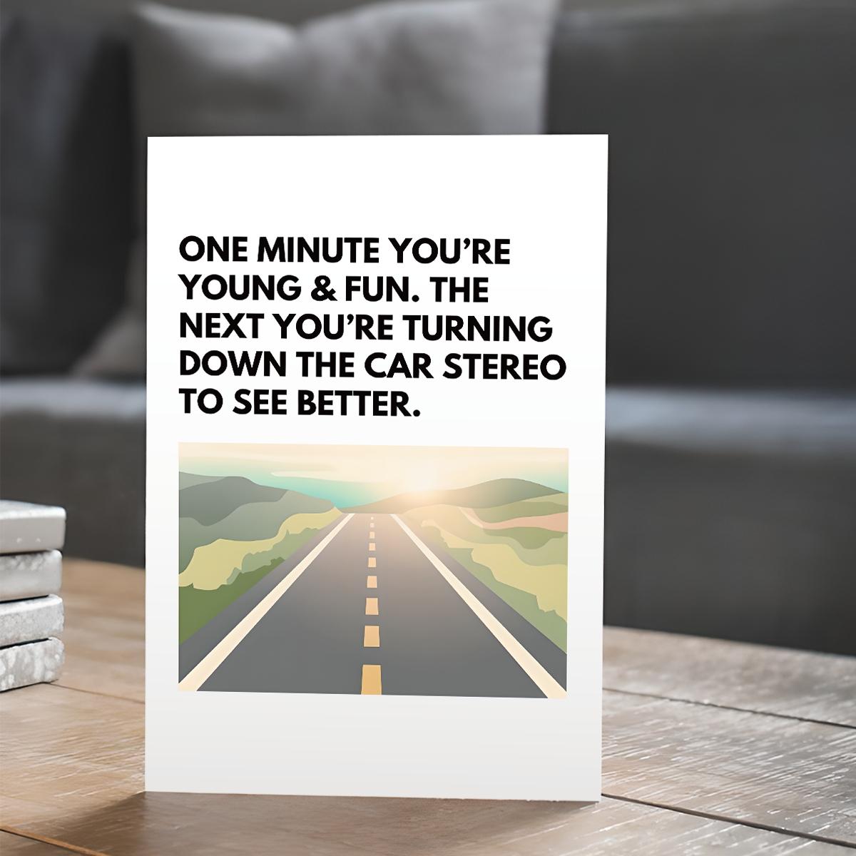 Funny Birthday Card with Envelope, Positive Message Card, 1/3/5 Counts Road Pattern Greeting Card, Birthday Gift for Friend & Family