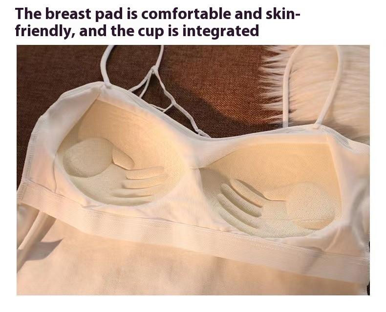 White Camisole Vest for Women Summer Inner Wear with Chest Pad Spider Web Beautiful Back Bra Integrated Sweet Spicy Girl TubeWomenswear Tops Workout Tops Spaghetti Strap Basic Workout Sets Women Sports Bra Casual Minimalist Short Sleeveless