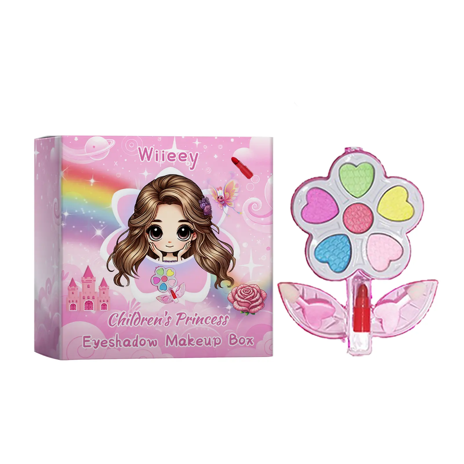 Wiieey Children's Eyeshadow Makeup Box, Children's Makeup Gift Box Is Suitable For Children To Play And Learn Makeup Fun