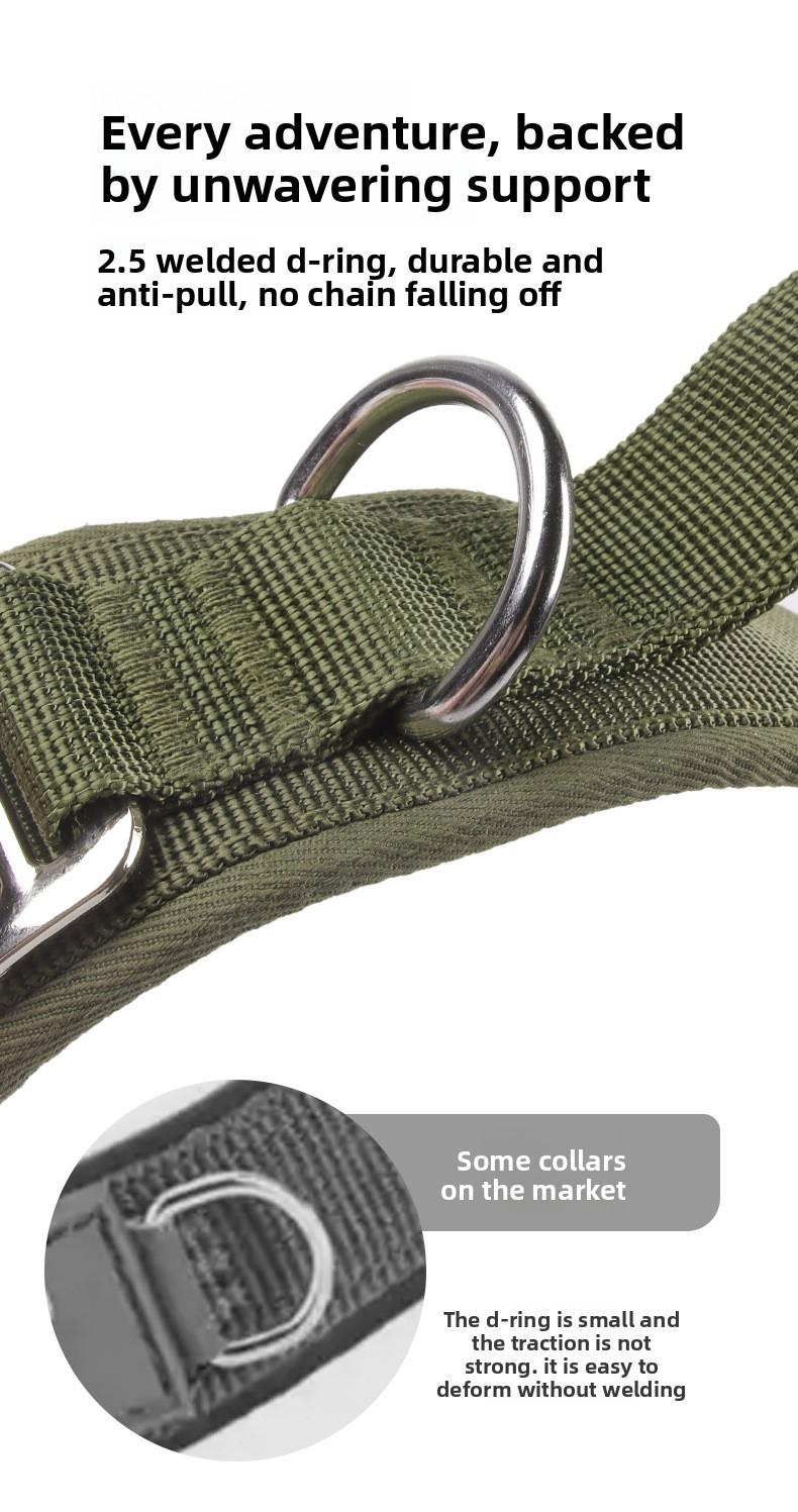 Heavy Duty Tactical Dog Collar with Leash, Reinforced Rivet Anti-Pull Collar for Large Dogs, Welded D-Ring, Quick-Release Zinc Alloy Buckle, Double Layer Nylon, Adjustable Padded Handle for Training Walking, Extra Strong Pet Collar for Big Breeds