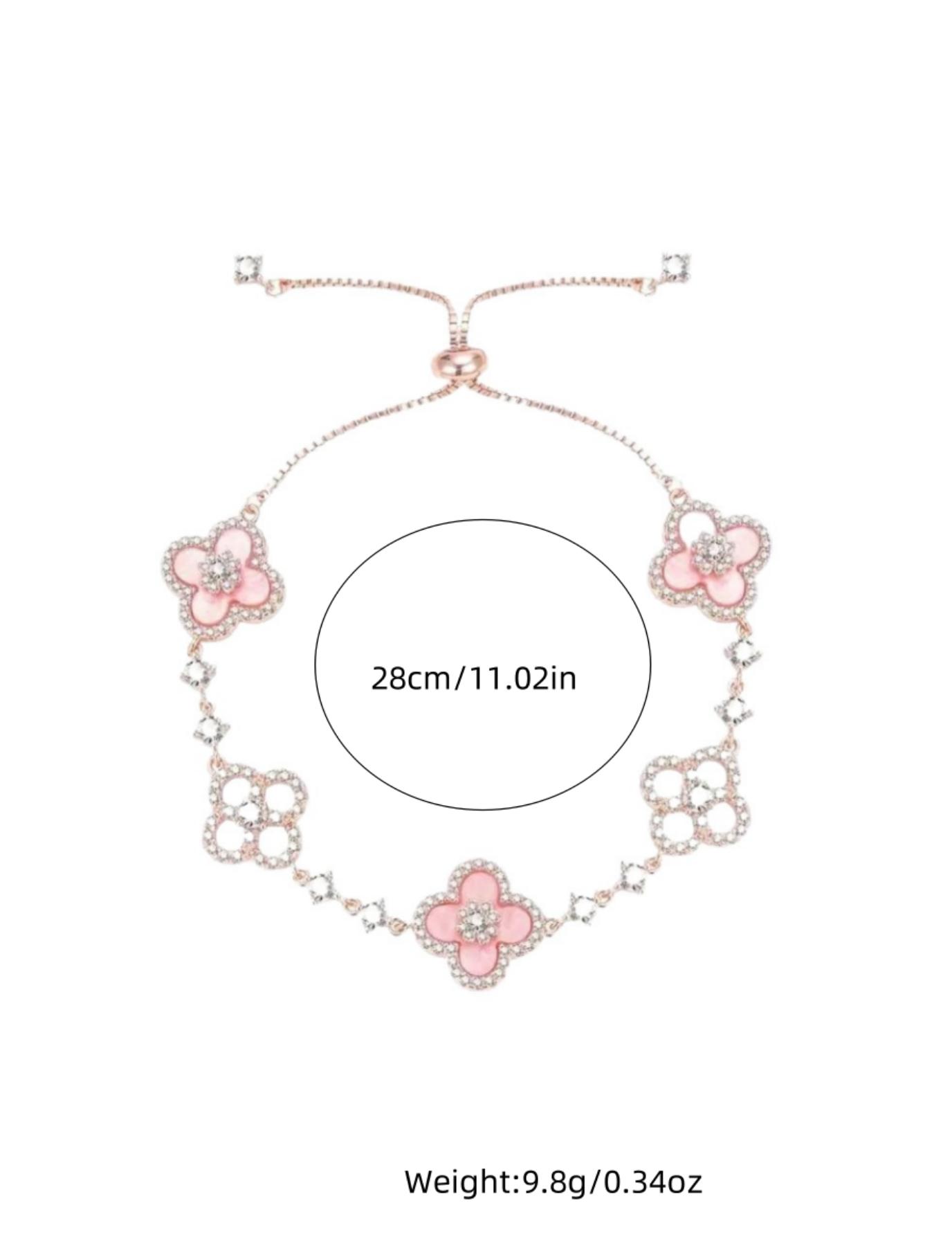 Adjustable Alloy Four-Leaf Clover Bracelet, Skin-Friendly Design, Waterproof Silver Color Bracelet