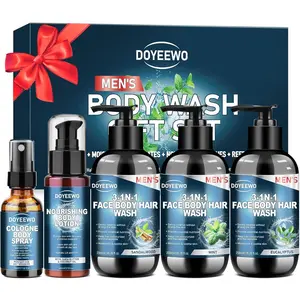 Men's Body Wash Bath Gift Set, Cleanses Hydrates Nourishes Skin, Ideal Christmas Birthday Valentine's Day Gifts Self Care Package Stocking Stuffers for Men Boyfriend Husband Dad