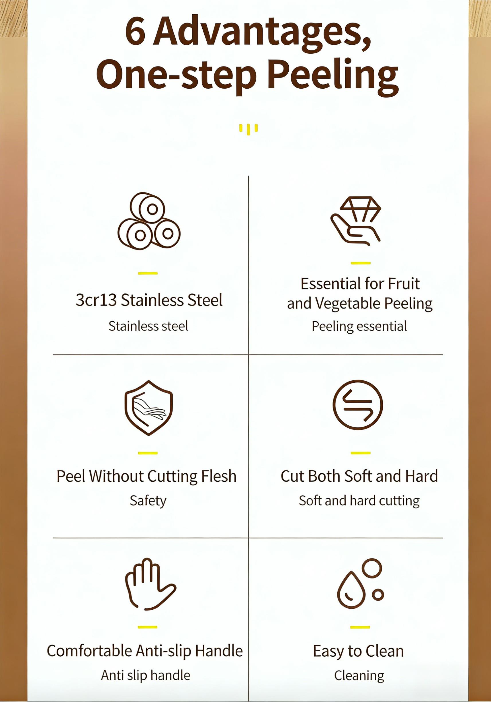 2PCS Multi Function Stainless Steel Peeler with Wooden Handle, Kitchen Fruit Vegetable Potato Peeler