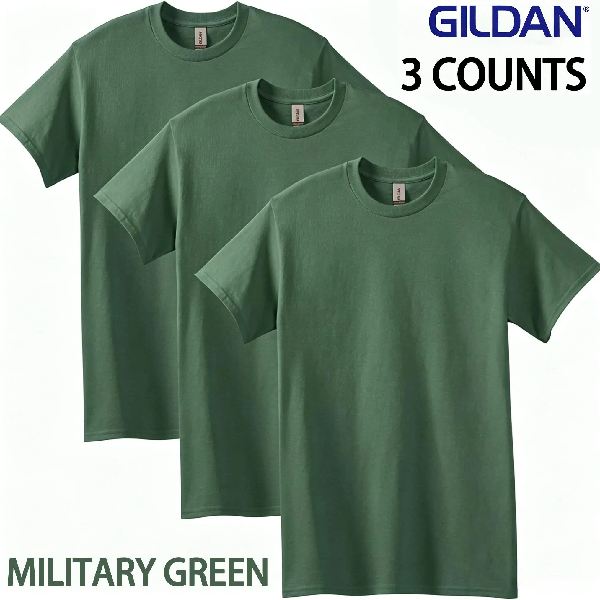 GILDAN G5000 Men's 3-Pack Assorted Colors 100% Cotton Heavyweight Blank Crew Neck Short Sleeve T-Shirts, Menswear Top, Casual Tshirt Value Pack (Sizes S-4XL), Shortsleeve, Round Neck