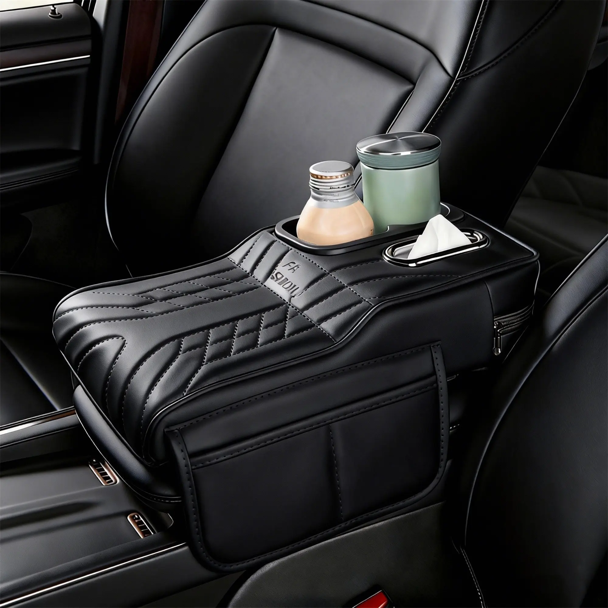 Car Center Console Armrest Cushion – Ergonomic Elbow Rest Pad with Storage Box & Cup Holder, Upgraded Height for Driving Comfort, Universal Fit for Most Vehicles