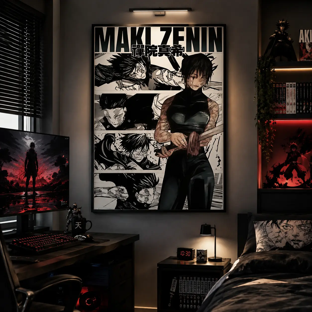 Jujutsu Kaisen Maki Zenin Artistic Minimalist Anime Poster - Multi-Size Wall Art with Vivid Detail, Hanging JJK Print for Otaku Kid Room Home Decor, Anime Wall Art, Manga Poster, Canvas Prints, Bedroom Decor, Anime Gift