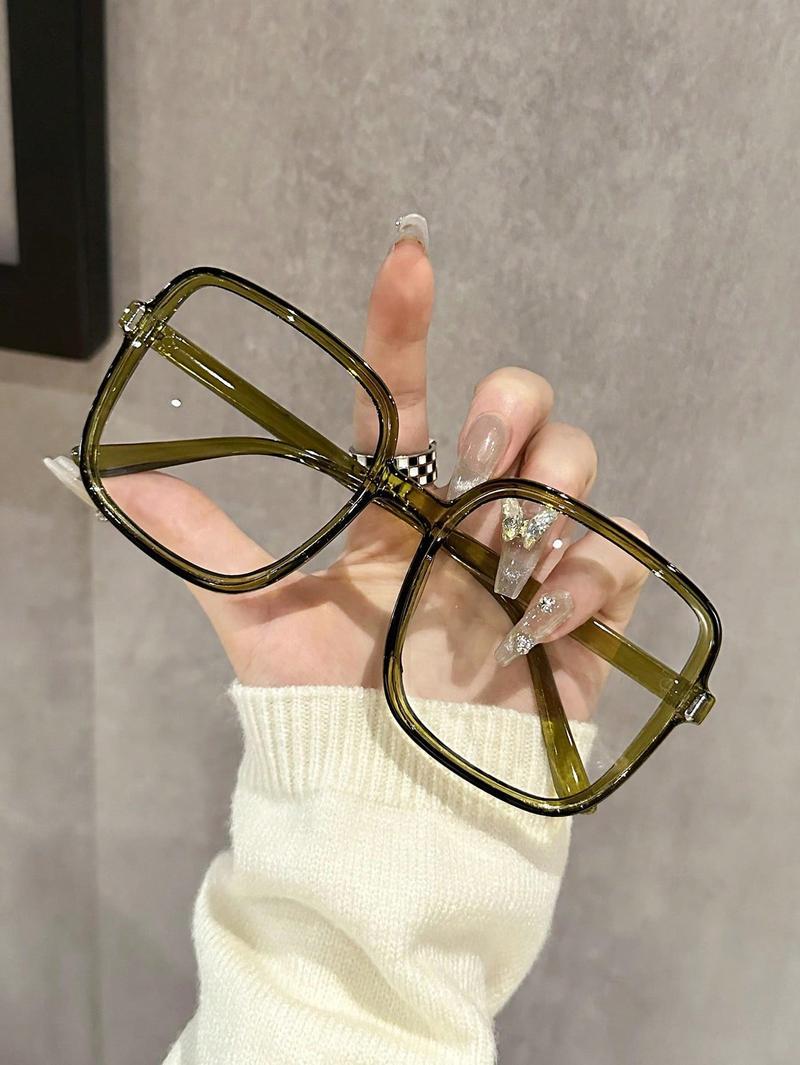 3/4 PC S Fashion Oversized Square Plastic Frame Clear Glasses For Daily Life Take Photo Clothing Accessories.